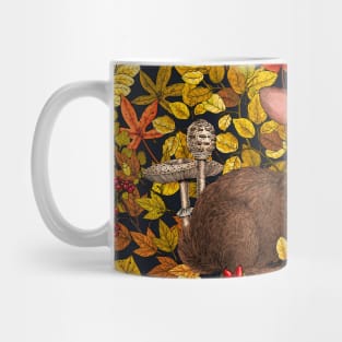 Autumn Rabbit on black Mug